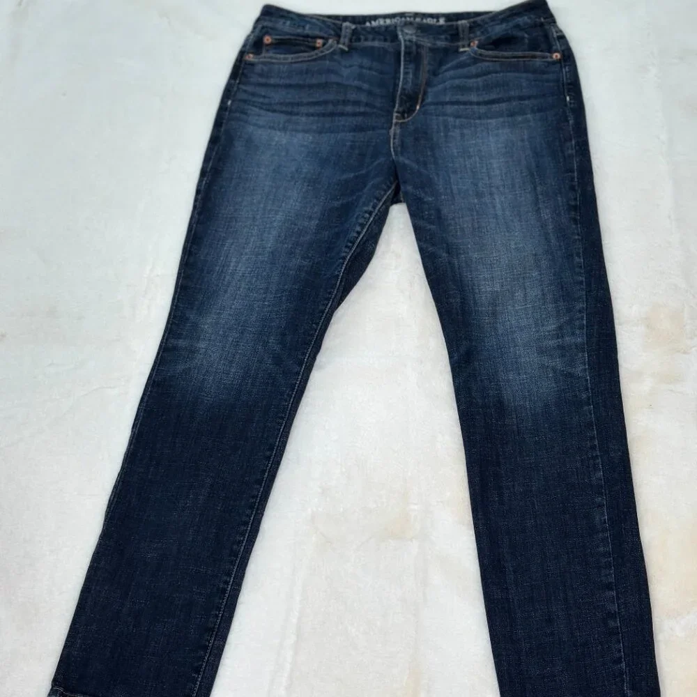 American Eagle Outfitters Women's Hi-Rise Skinny Stretch Dark Denim Jeans - Picture 2 of 15